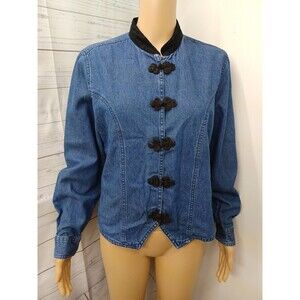Sun River Womens Blue Jean Jacket  Chinese Style Stretch Sz M